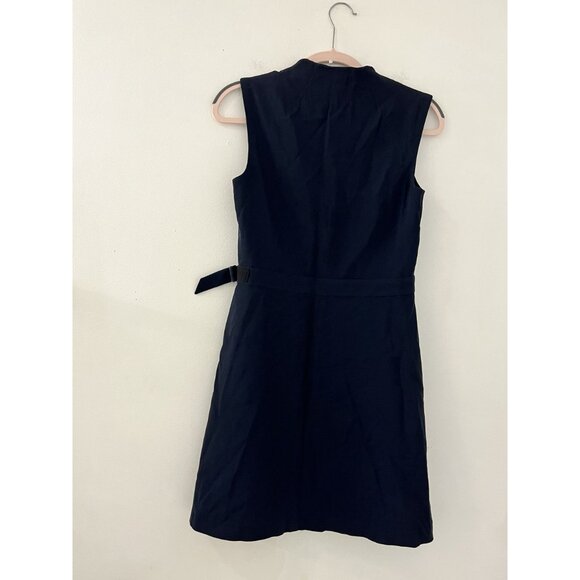 Womens Theory Eldah Paramount Navy Blue Sleeveless Wool Blend Wrap Dress Size 4 - Picture 9 of 9